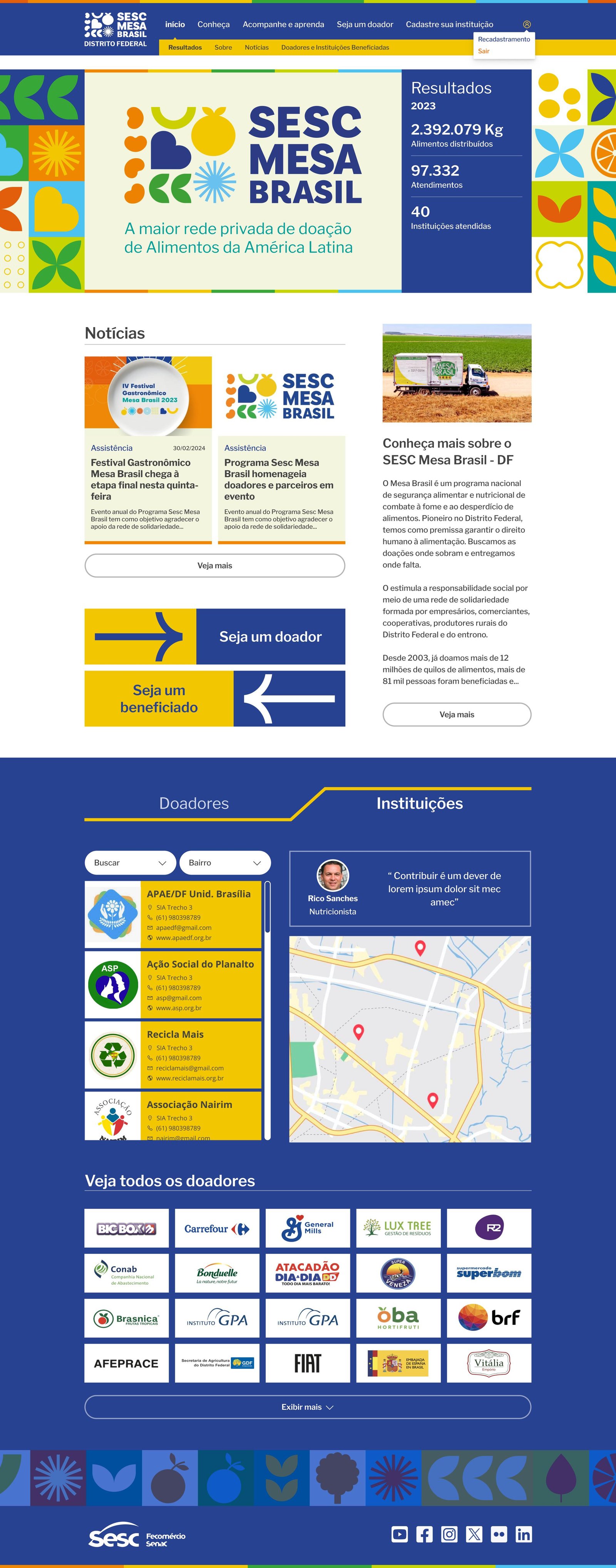 Mesa Brasil Login Dashboard (Desktop)